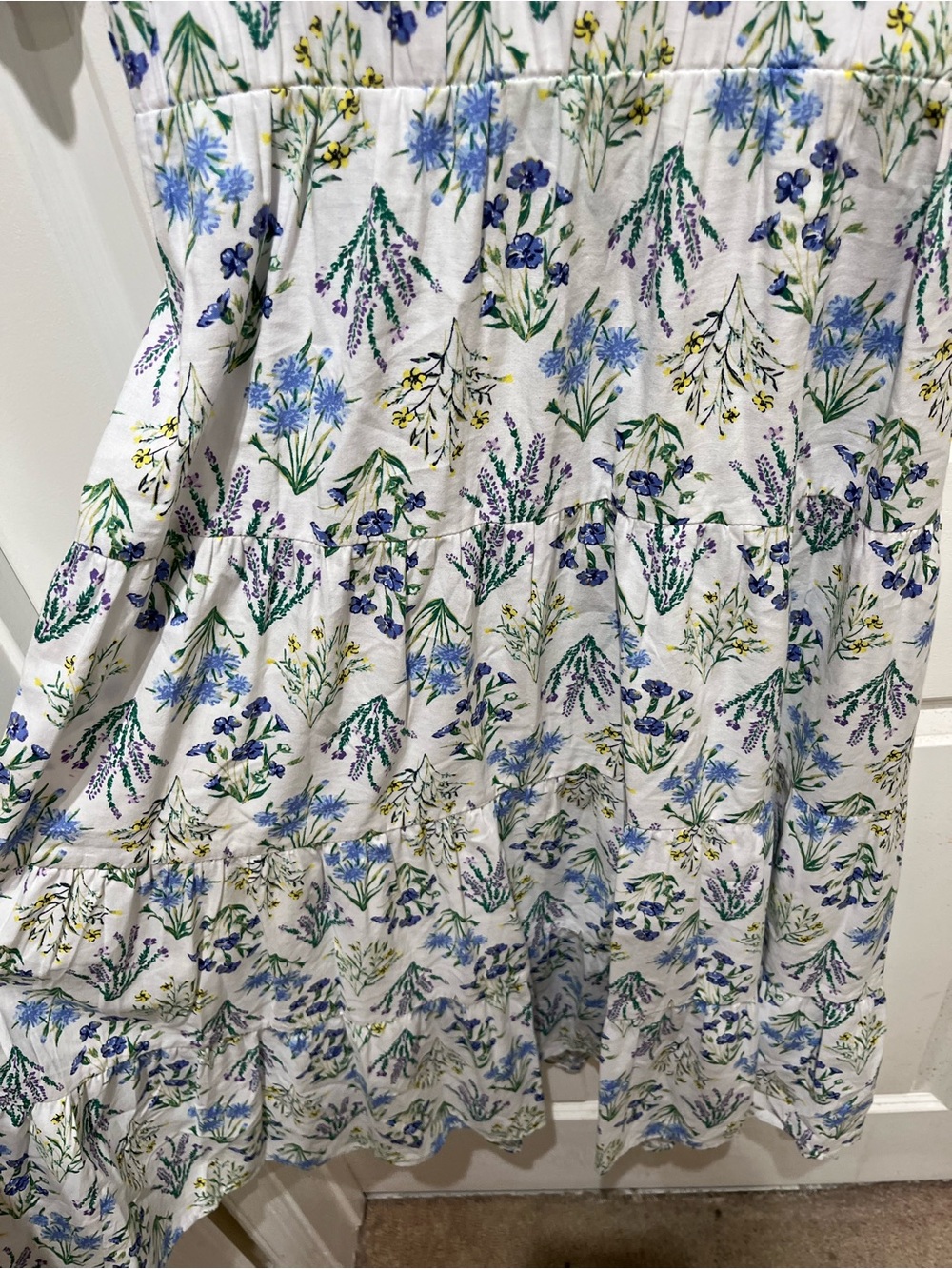 EUC LOFT Bouquet Back Cutout Midi Dress with Blue and Green Floral Print Sz SM - Picture 7 of 11